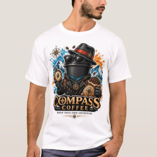 T-shirt Compass Coffee Aventure Design Vintage