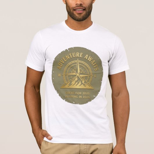T-shirt Compass Mountain Outdoor Tee Great for 2025 Glowin (Devant)