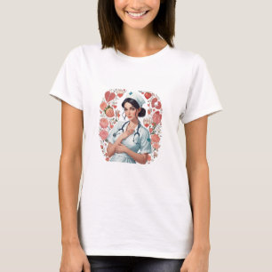 T-shirt Compassionate Nurse – Elegant Floral Art Illustrat