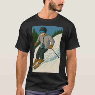 T-shirt Compétence de ski avec un maillot de guitare