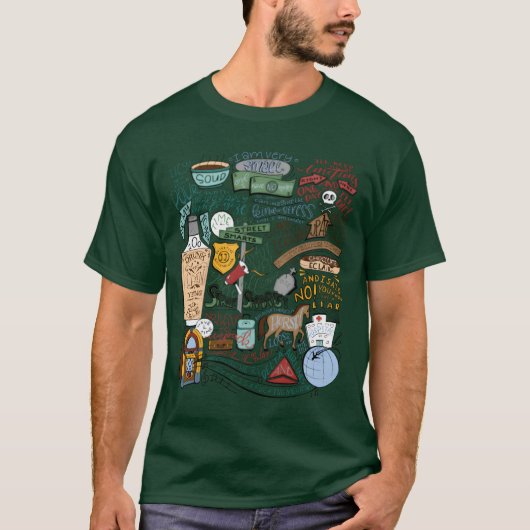 T-shirt Compilation de citations de John Mulaney colorisée (Devant)