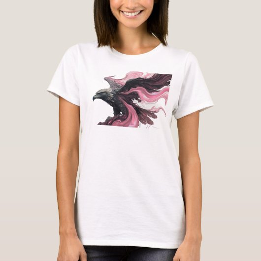 T-shirt Composition d'art abstrait d'aigle rose cool (Devant)