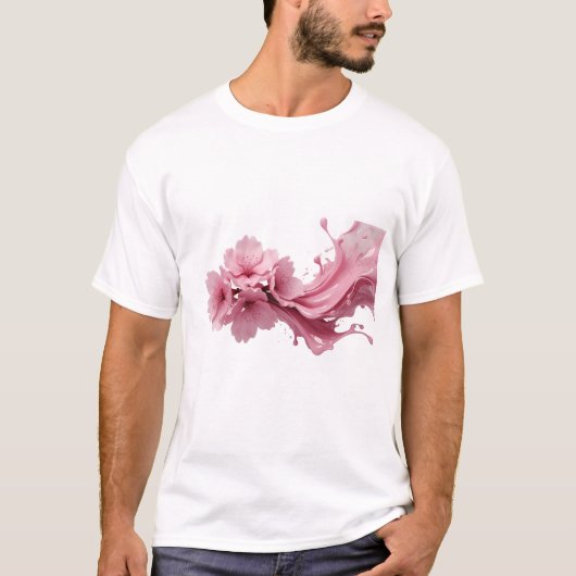 T-shirt Composition d'art floral abstrait vibrant (Devant)
