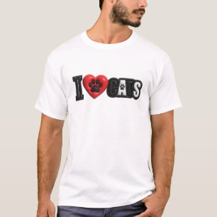 T-shirt Composition d'art noir élégant J'ADORE LES CHATS