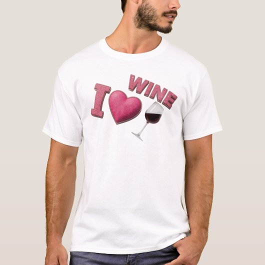 T-shirt Composition d'art rose moderne J'ADORE LE VIN (Devant)