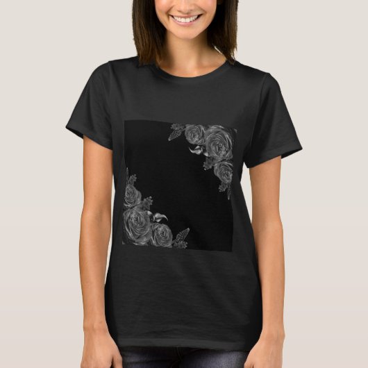 T-shirt Composition des fleurs noires (Devant)