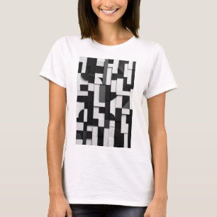T-shirt Composition géométrique 3D abstraite en noir et bl
