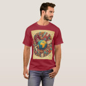 T-shirt Composition Globe À Thème Voyage (Devant entier)