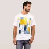 T-shirt Composition Gridlight — Blocs Urbains en Or et Ble (Devant entier)