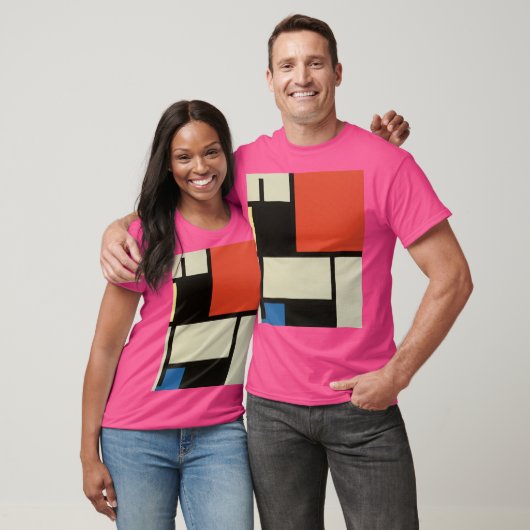 T-shirt Composition Mondrian Abstrait moderne Wow rose (Unisexe)