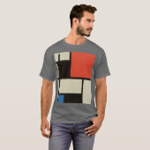 T-shirt Composition mondrienne Abstraite moderne gris fonc (Devant entier)