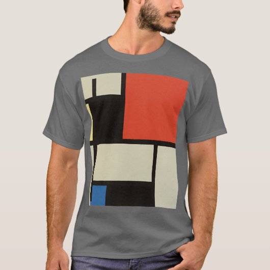 T-shirt Composition mondrienne Abstraite moderne gris fonc (Devant)