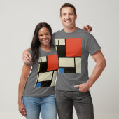 T-shirt Composition mondrienne Abstraite moderne gris fonc (Unisexe)