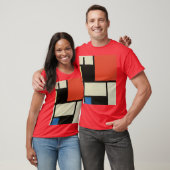 T-shirt Composition mondrienne Rouge Abstrait moderne (Unisexe)