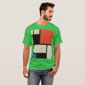 T-shirt Composition mondrienne Vert Abstrait moderne (Devant entier)