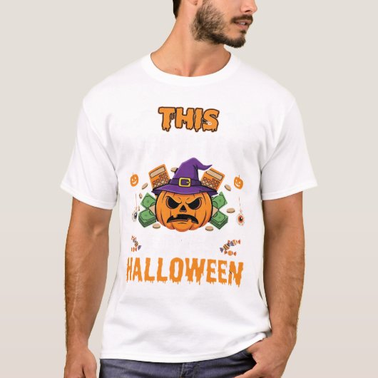 T-shirt Comptable aime Halloween citrouille comptable Desi (Devant)