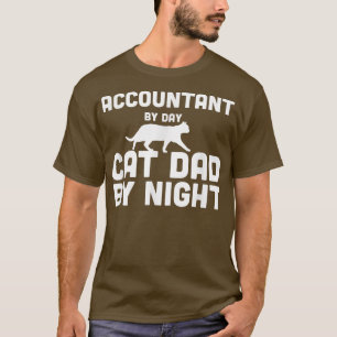 T-shirt Comptable De Jour Chat Papa De Nuit