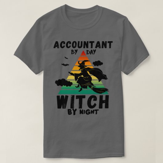 T-shirt Comptable de jour sorcière de nuit drôle halloween (Design devant)