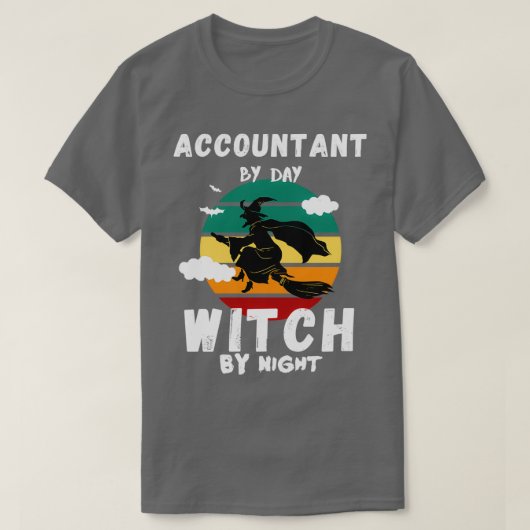 T-shirt Comptable de jour sorcière de nuit drôle halloween (Design devant)