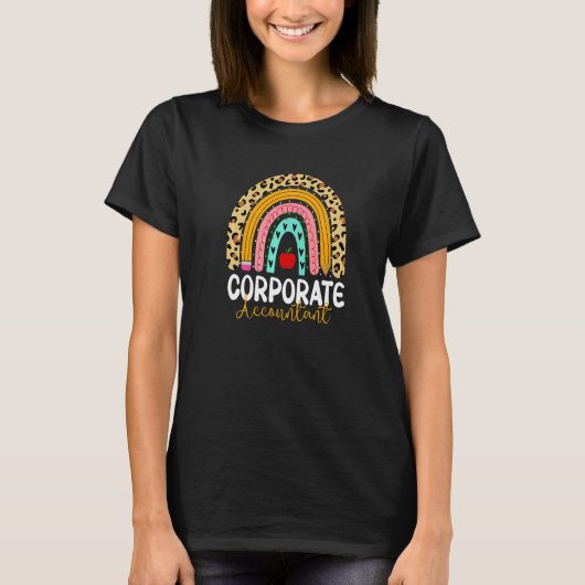 T-shirt Comptable d'entreprise Leopard Rainbow Accounting (Devant)