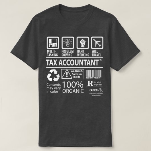 T-shirt Comptable fiscal Multi-Tasking Certified Job Ite (Design devant)