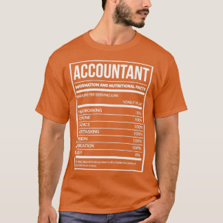 T-shirt Comptable Funny Comptable Étiquette de la nutritio