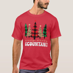 T-shirt Comptable Merry Christmas Tree Buffalo Plaid Leop
