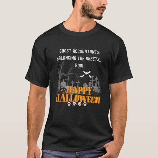 T-shirt Comptables fantômes Équilibrer les feuilles Boo Pr (Devant)