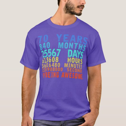 T-shirt Compte à rebours du 70e anniversaire 70 ans (Devant)