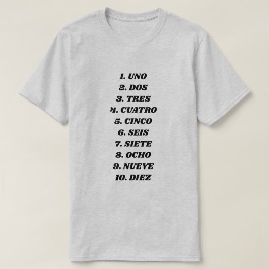 T-shirt Compter jusqu'à dix en espagnol (Design devant)