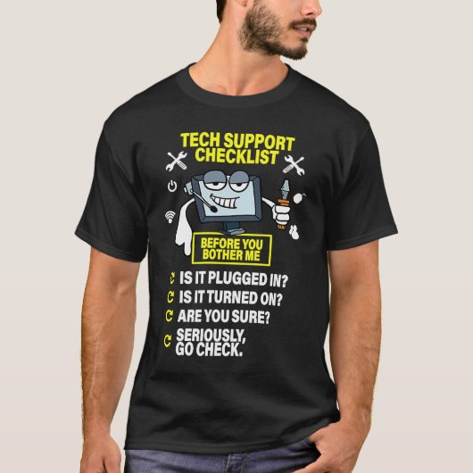 T-shirt Computer Checklist Tech Support IT Computer (Devant)