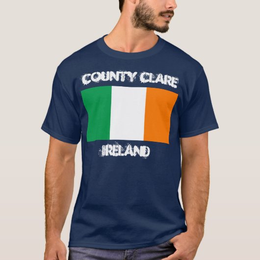 T-shirt Comté Clare, Irlande avec le drapeau irlandais (Devant)