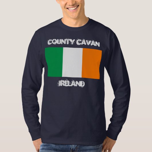 T-shirt Comté de Cavan, Irlande avec drapeau irlandais (Devant)