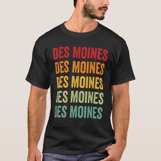 T-shirt Comté de Des Moines Iowa Conception de texte arc-e (Devant)