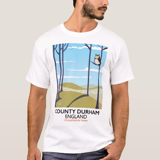T-shirt Comté de Durham, Angleterre affiche de train (Devant)