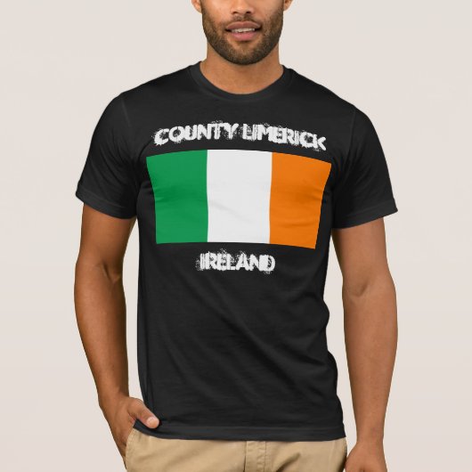 T-shirt Comté de Limerick, Irlande avec drapeau irlandais (Devant)