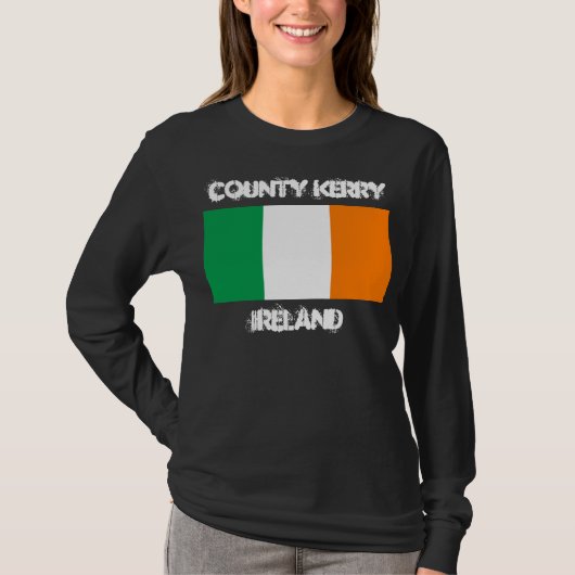 T-shirt Comté Kerry, Irlande avec le drapeau irlandais (Devant)