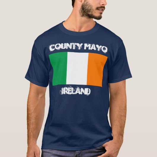 T-shirt Comté Mayo, Irlande avec le drapeau irlandais (Devant)