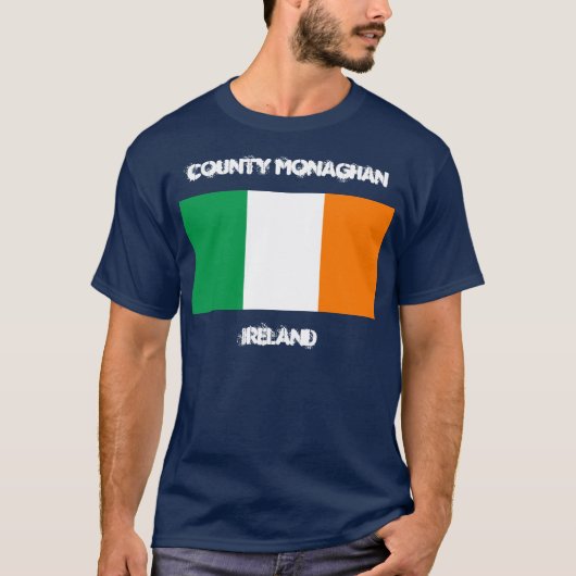 T-shirt Comté Monaghan, Irlande avec le drapeau irlandais (Devant)