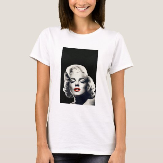 T-shirt CON24BW-V4 lèvres rouges Marilyn DANS BLACK.tif (Devant)