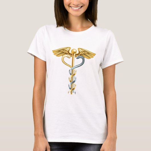 T-shirt Concept de caducée de double hélice d'ADN (Devant)