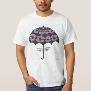T-shirt Concept de dessin en nuances de gris d'un paraplui