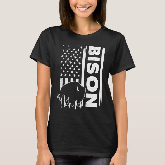 T-shirt Concept graphique de chasse au bison drapeau améri (Devant)