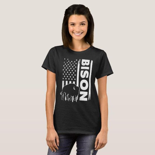 T-shirt Concept graphique de chasse au bison drapeau améri (Devant entier)