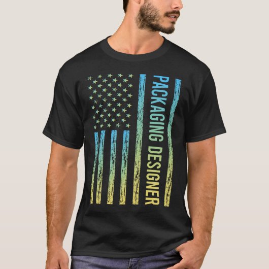 T-shirt Concepteur de packaging bleu jaune (Devant)