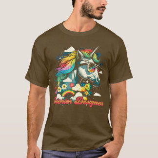 T-shirt Concepteur intérieur Rainbow Unicorn
