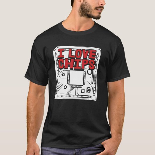 T-shirt Concepteur programmeur logiciel Codage I Love Chip (Devant)