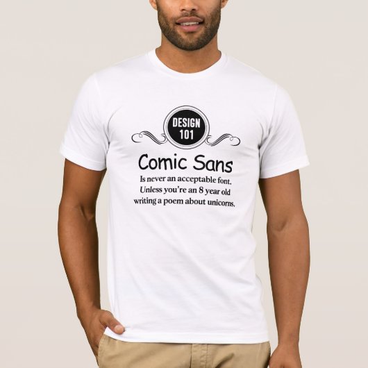 T-shirt Conception 101 : Comique sans n'est jamais une (Devant)