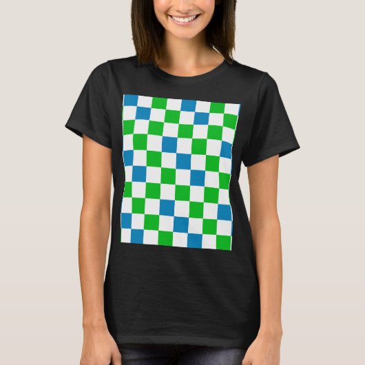 T-shirt Conception à carreaux bleu blanc vert (Devant)