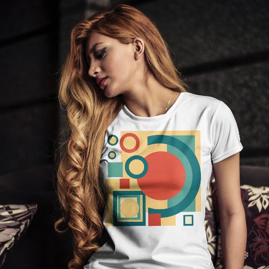 T-shirt Conception Abstraite de Style Rétro Géométrique au